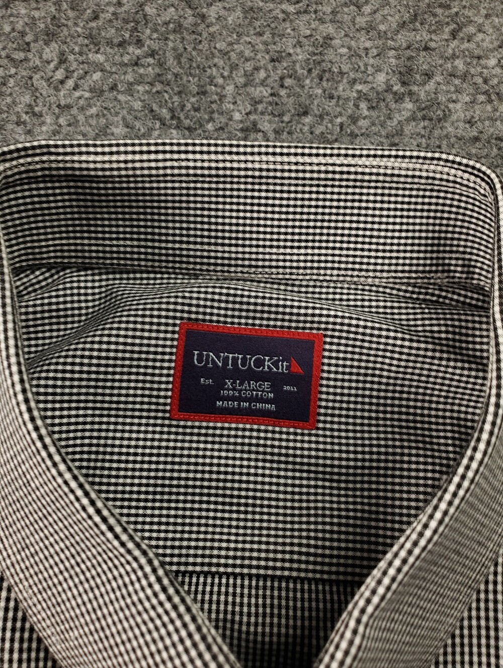 UNTUCKit Button Down Shirt XL Long Sleeve Micro Gingham Check Black White - Picture 4 of 9